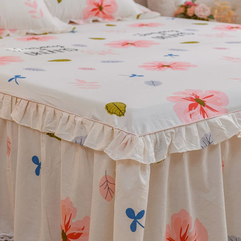 Pure Cotton Bed Skirt Bedspread New B Single Sheet Fitted Cover
