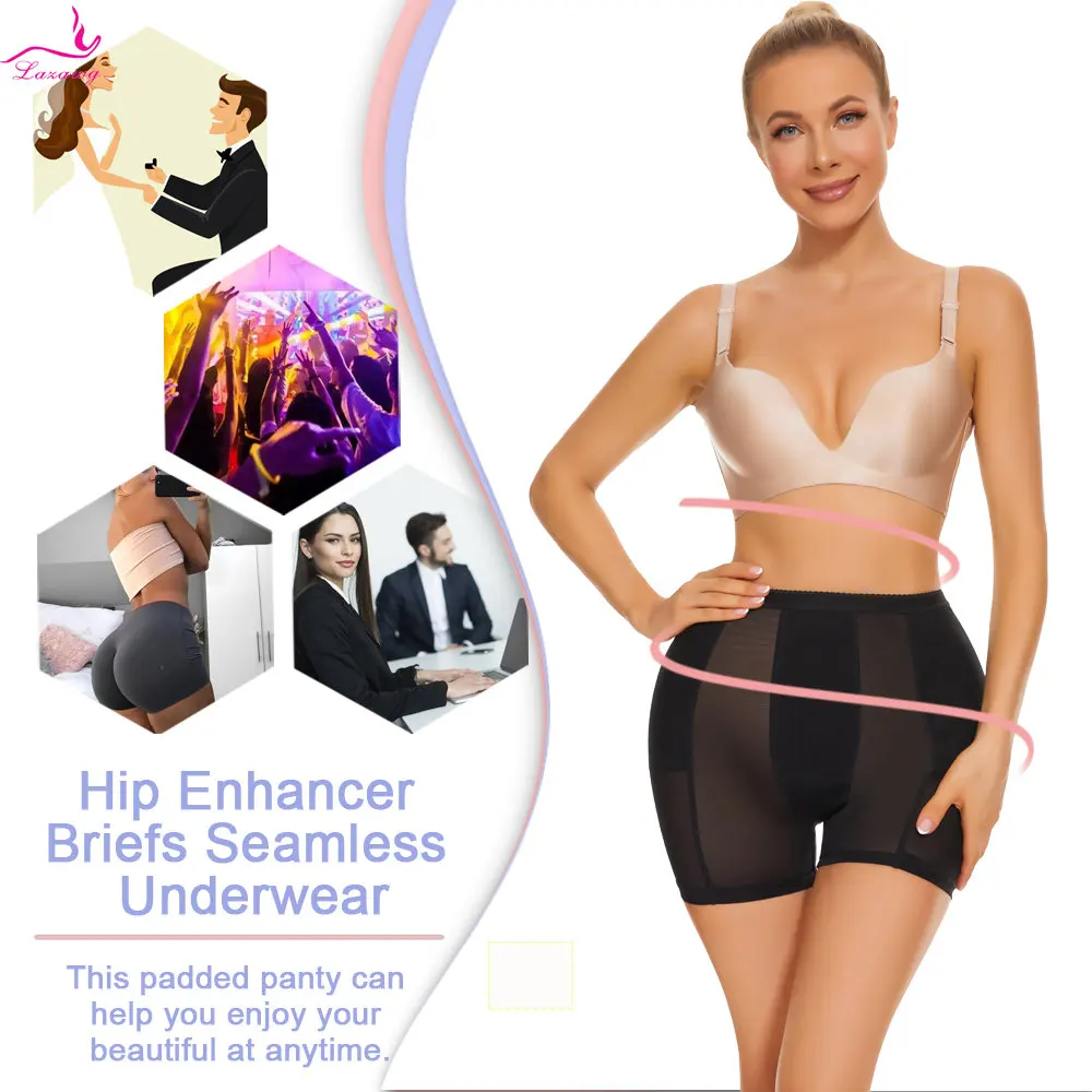 LAZAWG Women Butt Lifting Panties with Removable Pads Hip Enhancer ShortsTummy Control Slimming Panty Shapewear Sexy
