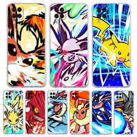 pokemon cute anime phone case for samsung galaxy a51 a71 a21s a12 a11 a31 a41 a52s a32 a01 a03s a13 a22 5g silicone clear cover