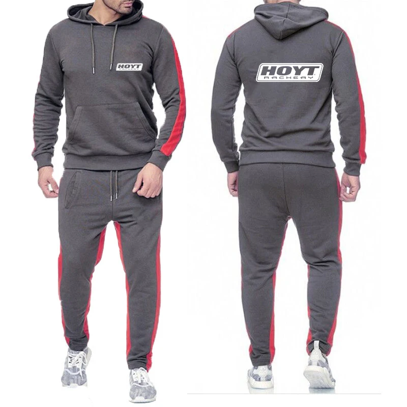 

2023 Men New Hoyt Archery Spring and Autumn Hoodies Sweatpant Sets Harajuku Jacket Sports Comfortabe Gradient Suits