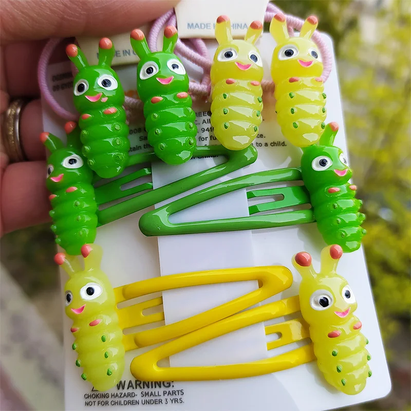 

2 PCS New Cute Cartoon Insect Hairpins Kids Elastic Hair Bands Baby Headdress Children Hair Ropes Girls Hair Accessories