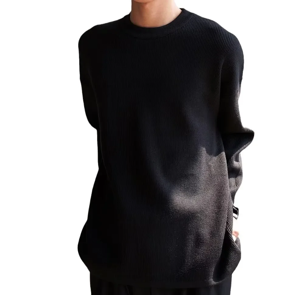 Мужской свитер в корейском стиле вязаная куртка с круглым вырезом осень-зима