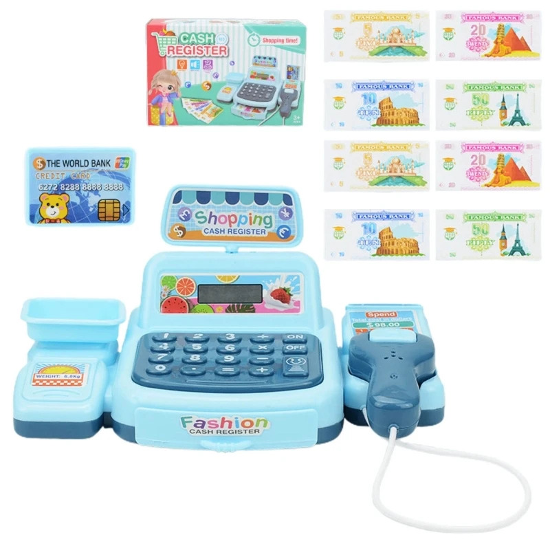 

Kids Cash Register Pretend-Play Toy Playhouse Roleplay Toy Realistic Checkout Counter Education Toy for Children 4 5 6