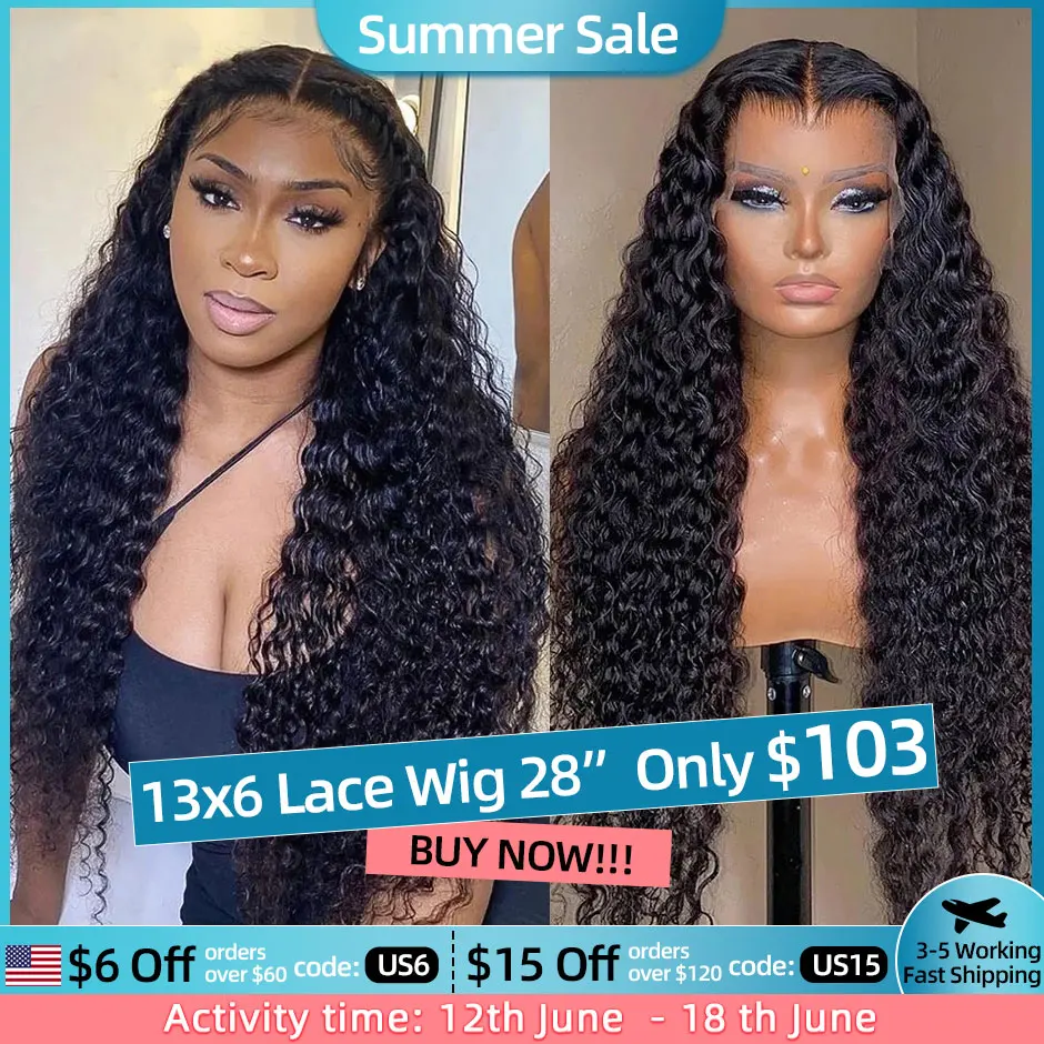 ISEE Young Water Wave Long Wigs For Women 13×6 HD Lace Frontal Wigs Brazilian Deep Curly Wave Human Hair Full Lace Frontal Wigs