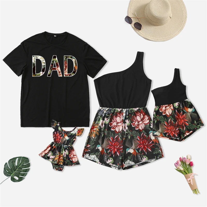 Летние Семейные одинаковые наряды цельное платье для мамы и дочки одежда ребенка