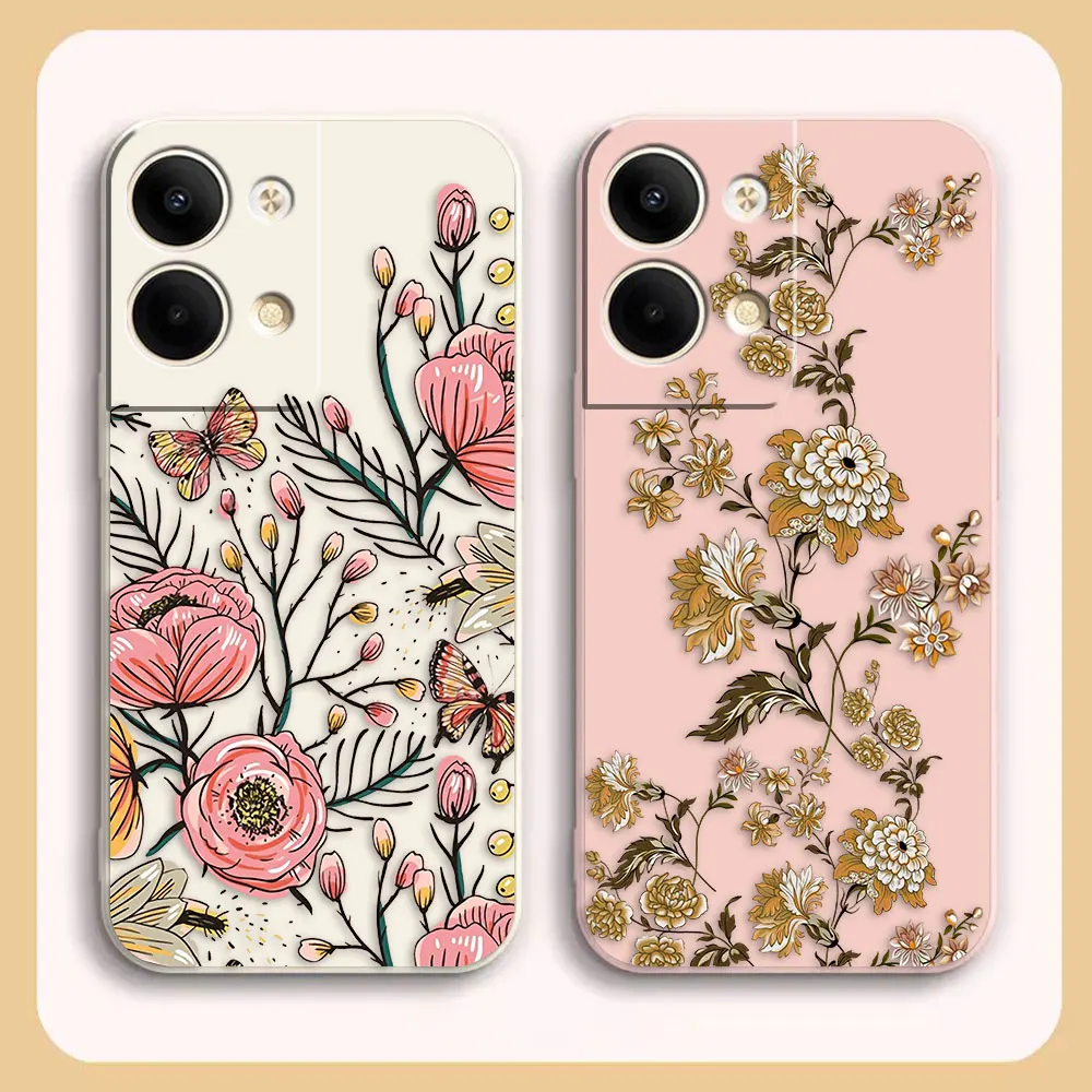 

Case For OPPO RENO 8 7 9 6 7SE 5 4 4SE 4 3 4G 5G PRO PLUS Colour Simple Liquid Silicone Case The Most Beautiful Flower