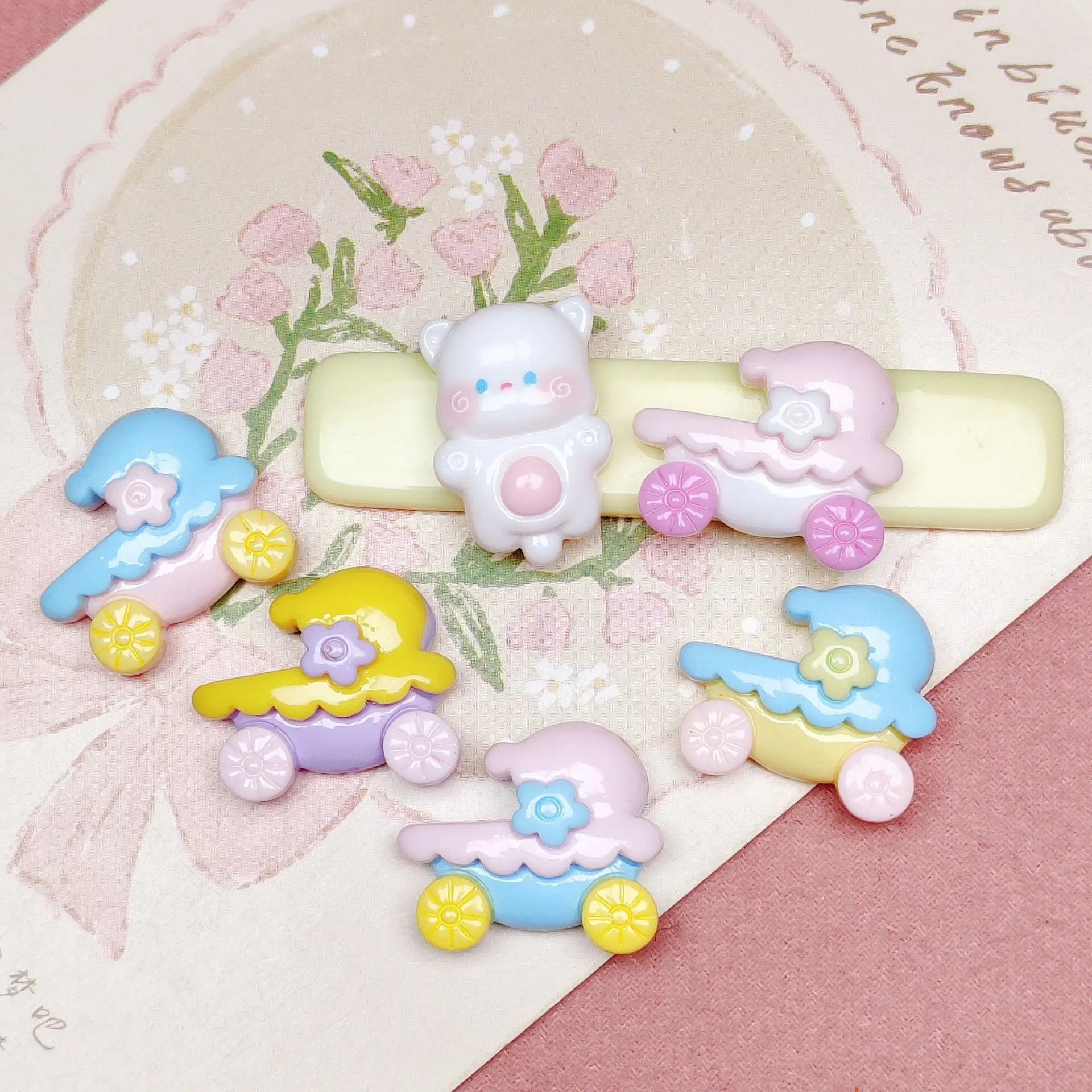 

100pcs Resin Kawaii Cartoon Baby Car Flat Back Cabochons Scrapbook DIY Party Hairpin Accessories Home Decoration Craft