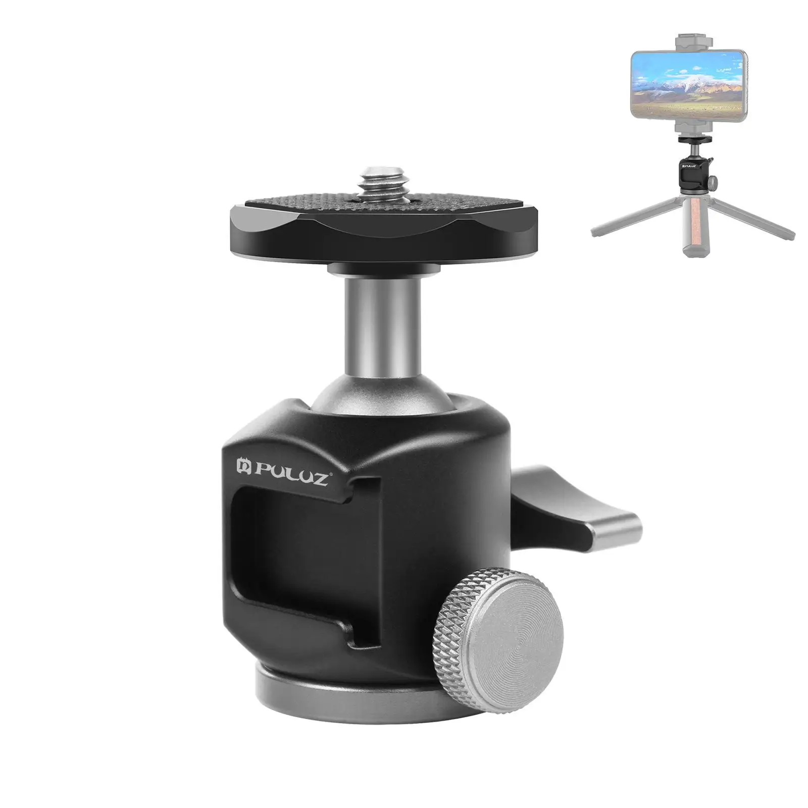

2 in 1 Tripod Mount with Cold Shoe 1/4" Screw Hole Rotatable Camera Ballhead for DSLR Cameras Mic/Light Mount Professional