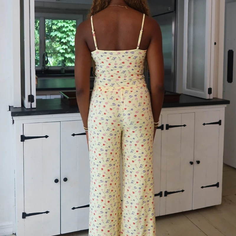 Комплект для отдыха из 2 предметов с винтажным графическим принтом летняя майка