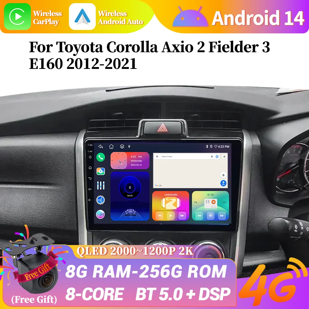 Android 14 для Toyota Corolla Axio 2 Fielder 3 E160 2012-2021 автомобильный радиоприемник навигация 4G - Цена: 41812