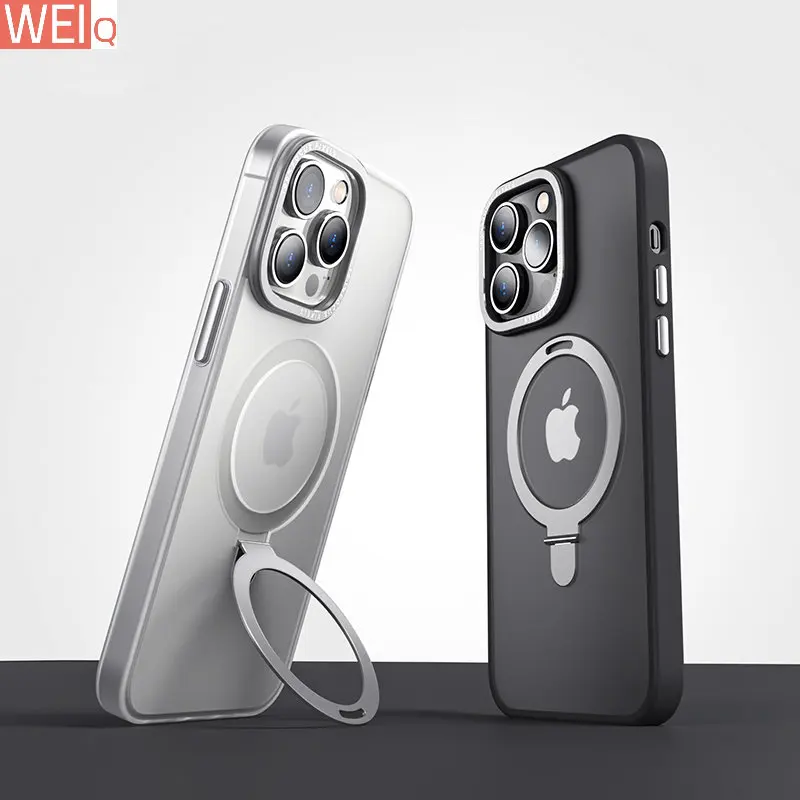 

Чехол для телефона с магнитным кольцом-держателем для iPhone 14 13 12 Pro Max, чехол MagSafe, Беспроводная зарядка, противоударный металлический чехол для мобильного телефона