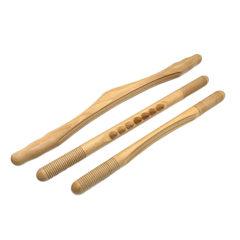 

3Pcs Scraping Stick Beech Wood Back Shoulder Neck Waist Leg Massage Tools Meridian Brush Slim Cellulite Massager Rod
