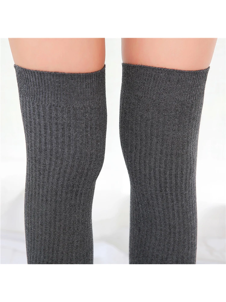 Women Cotton Thigh High Over The Knee Stockings Stripe Sexy Socks Ladies Girls Warm Long Hosiery Black Gray White Red