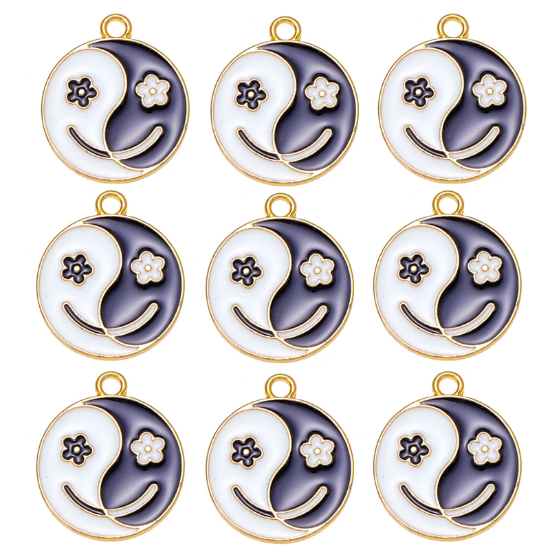 

10pcs 19*23mm Round Gossip Enamel Pendants Fashion Bracelet Necklace Charms For Jewelry Making DIY Women's Earrings Accessories