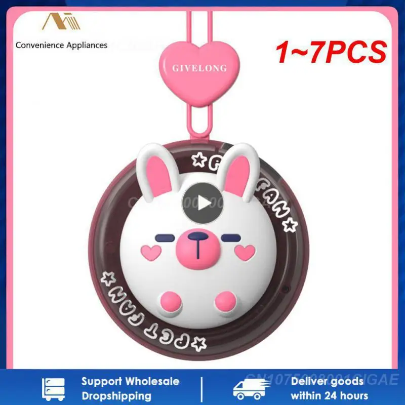 

1 ~ 7 шт. мини перезаряжаемый мультяшный животный подвесной шейный вентилятор USB портативный безлистный малошумный маленький вентилятор для летних студентов