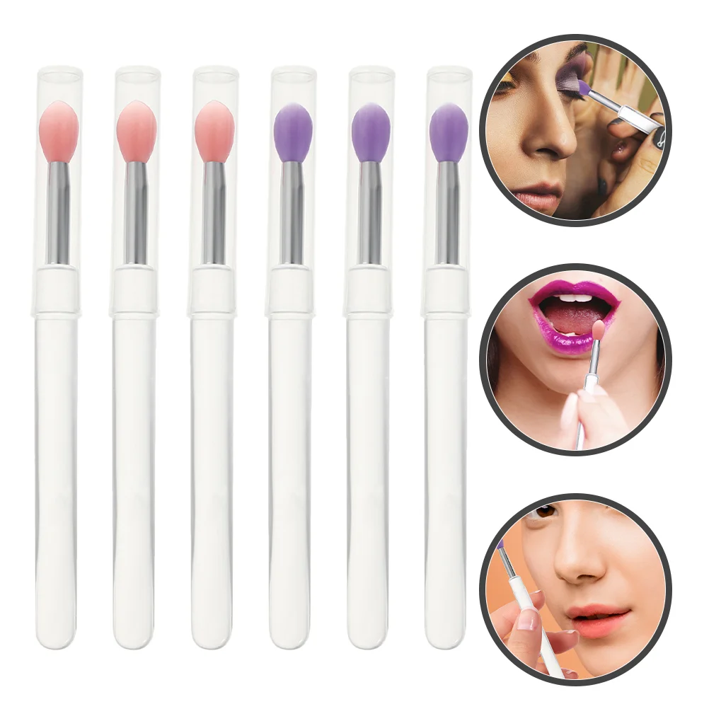 

6pcs Lip Brush with Caps Lip Lip Gloss Applicators Eyeshadow Brush