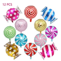 12pcsset colorful candy foil balloons lollipop windmill helium balloon birthday party decoration baby shower kids inflated toy