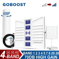 goboost cellular amplifier 4 band 2g 3g 4g lte signal booster 700 800 850 900 1700 1800 1900 2100 2600 mhz network repeater kit