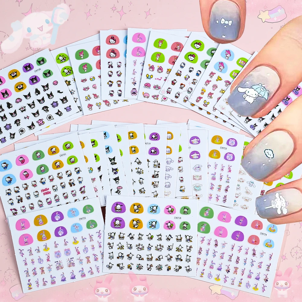 5 шт./1 компл. Sanrio наклейки для ногтей мультфильм Hello Kitty Kuromi Cinnamoroll Pochacco наклейка