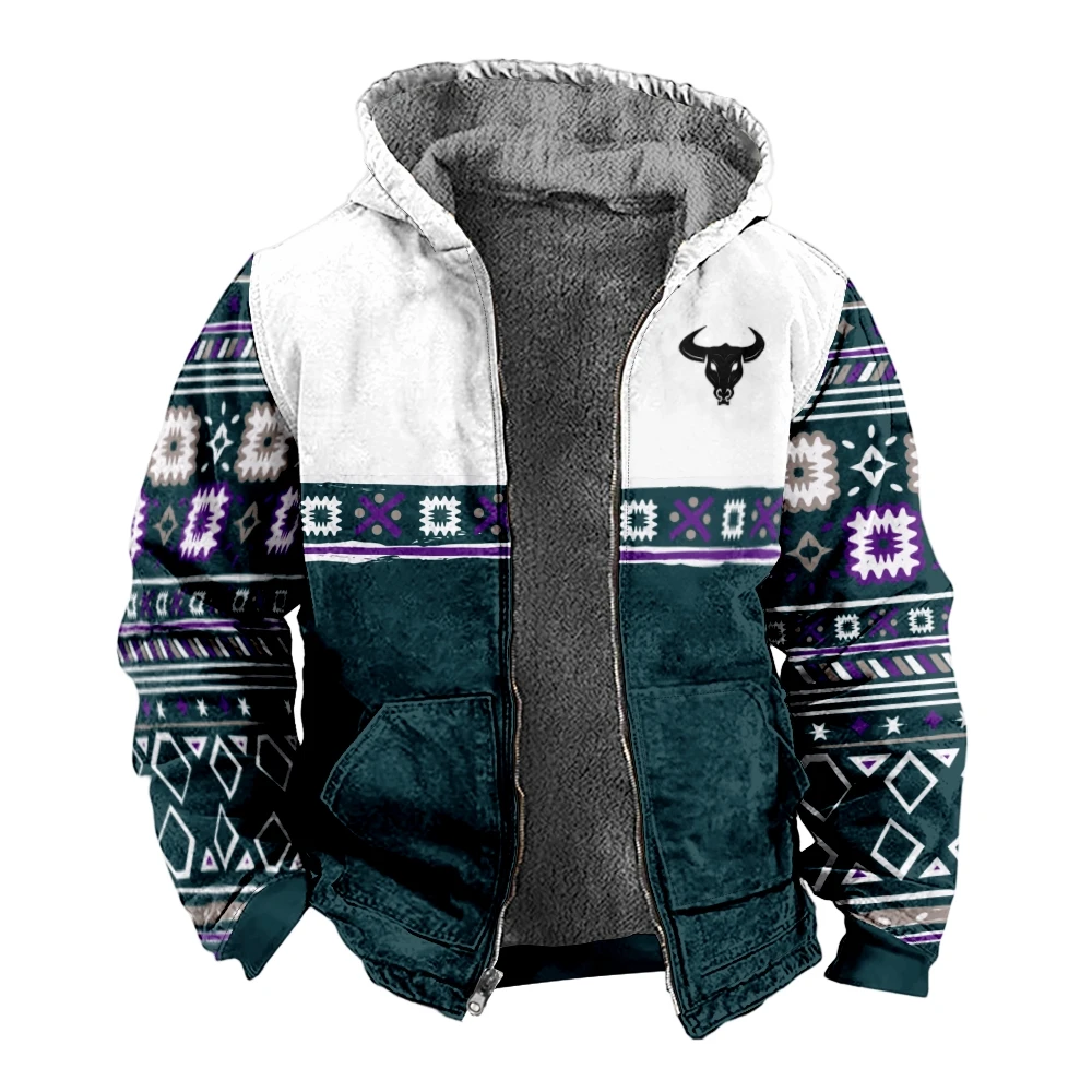 

Зимнее флисовое пальто, куртки, верхняя одежда, свитшоты для мужчин, толстовки на молнии, ацтекская Этническая племенная графика, парка, пальто с капюшоном 2023
