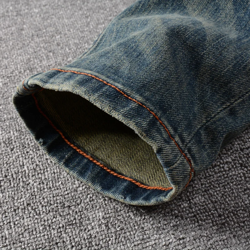 Italian Style Fashion Men Jeans High Quality Retro Blue Elastic Slim Fit Vintage Jeans Men Trousers Casual Designer Pants Hombre