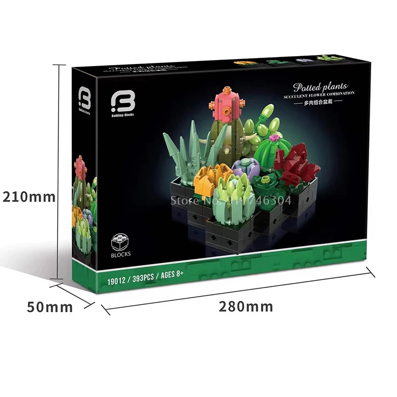 

MOC 393Pcs Immortal Flower Potted Ornaments Succulents Model Building Blocks Bricks DIY MOC Assembly Toys For Girls Gift