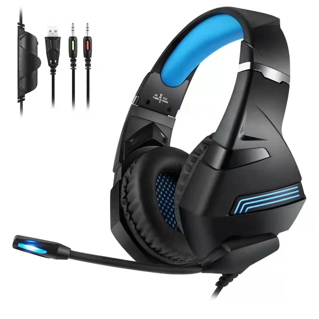 cheap Professional Led Light Wired Gaming Headphones With Microphone For Computer PS4 PS5 Xbox Bass  Smart phone free shipping.