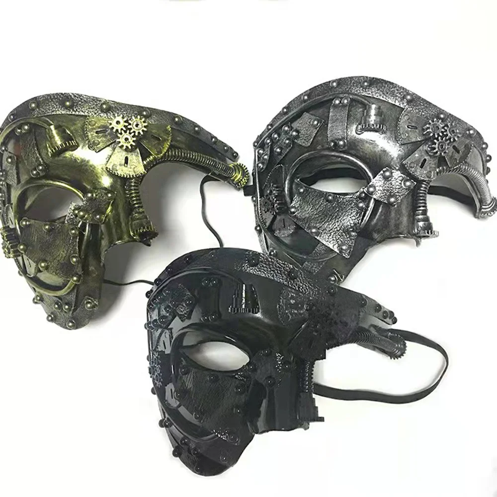 

Mechanical Gear Steampunk Phantom Masquerade Cosplay Mask Half Face Costume Halloween Christmas Party Props Adult Anime Masque