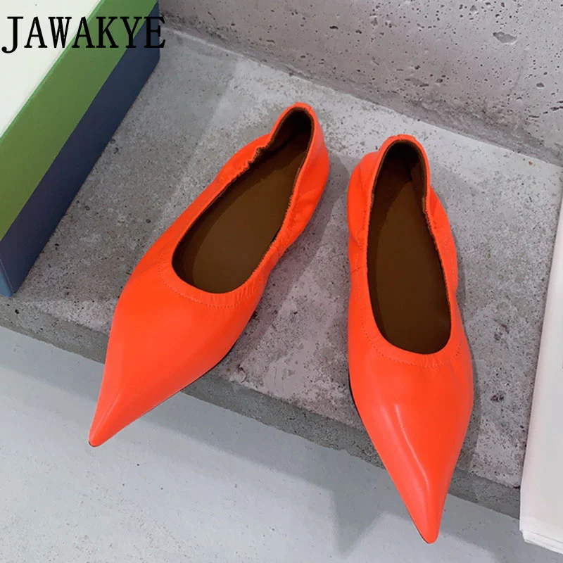 

Туфли женские из натуральной овечьей кожи, лоферы на плоской подошве, заостренный носок, эластичная Классическая обувь, брендовые, лето