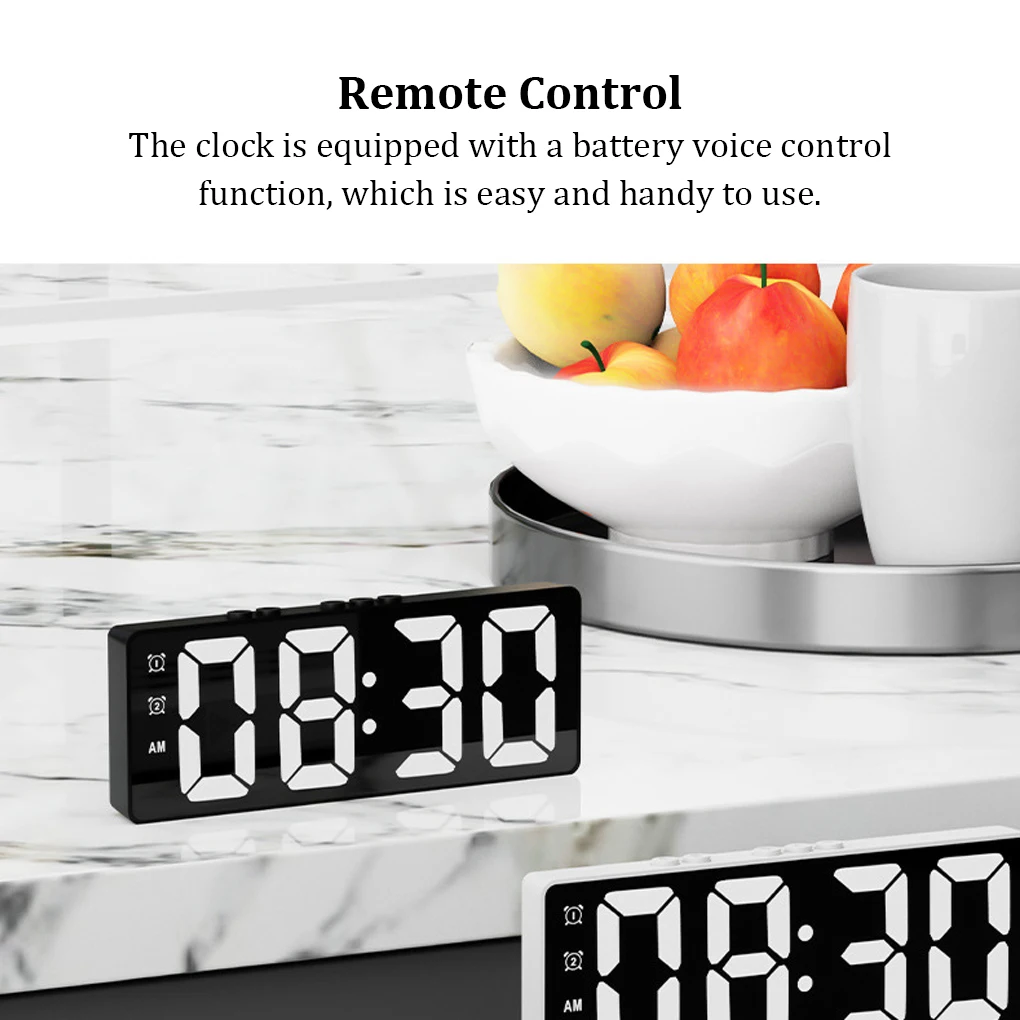 

Цифровой будильник с аккумулятором и голосовым управлением светодиодный светодиодные часы с термометром, простым дизайном для стола, спал...