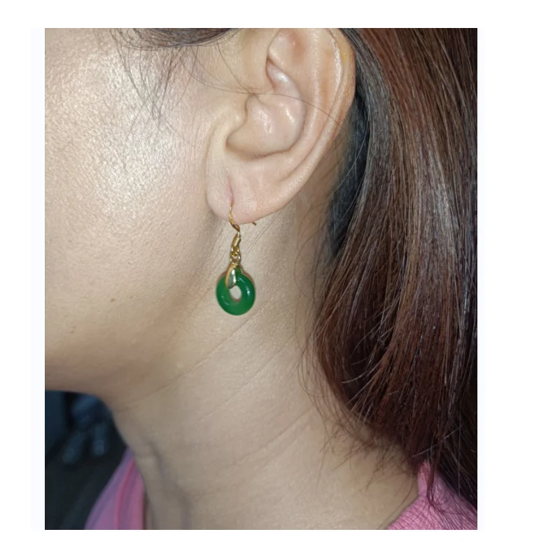 1 пара серег из натурального нефрита зеленый изумруд петля подвески-капельки