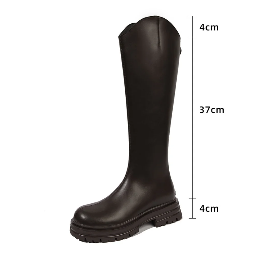 

Med Heel Boots Brand Women's Shoes Boots-Women Winter Footwear Round Toe Back Zip Zipper Lolita Fashion Autumn Over-the-Kne