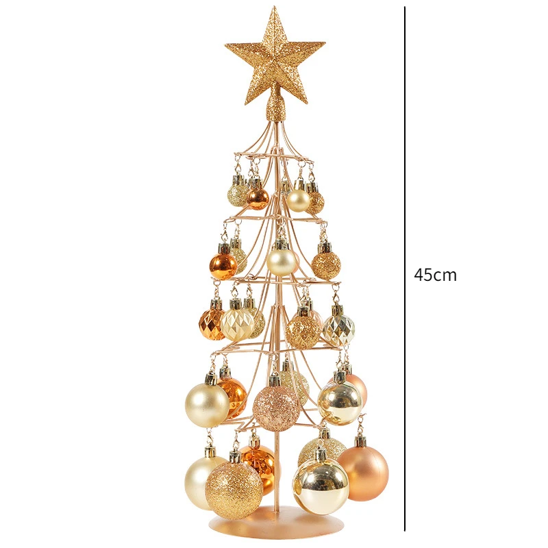 

Christmas Ornaments Christmas Tree Iron Frame Christmas Ball Gold and Silver Iron Table Decorations Home Decor