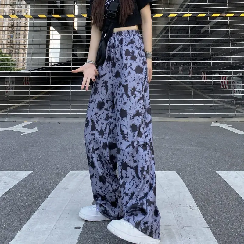 

Summer wide leg pants female tie dye baggy high waist female pants goth high street y2k vintage harajuku full length sweatpants