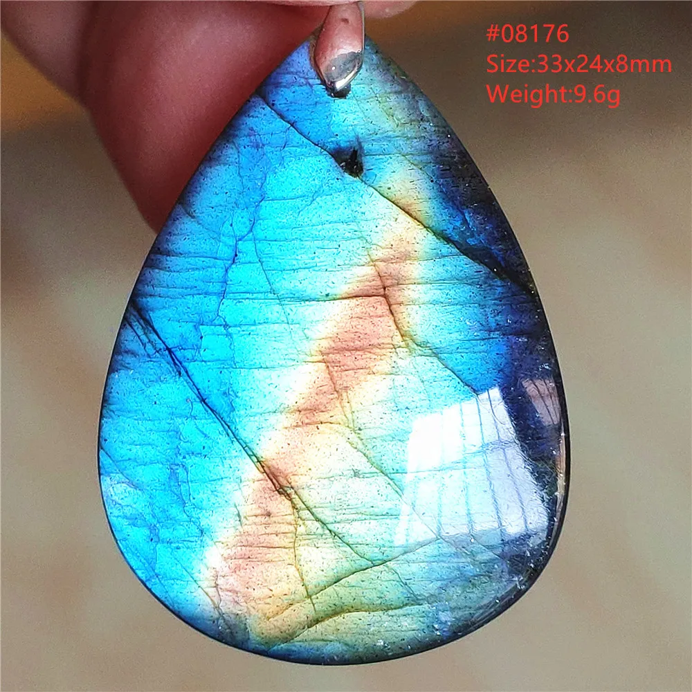 Pendentif en Labradorite bleue naturelle pour homme et femme  bijou  goutte d'eau  Flash en cristal