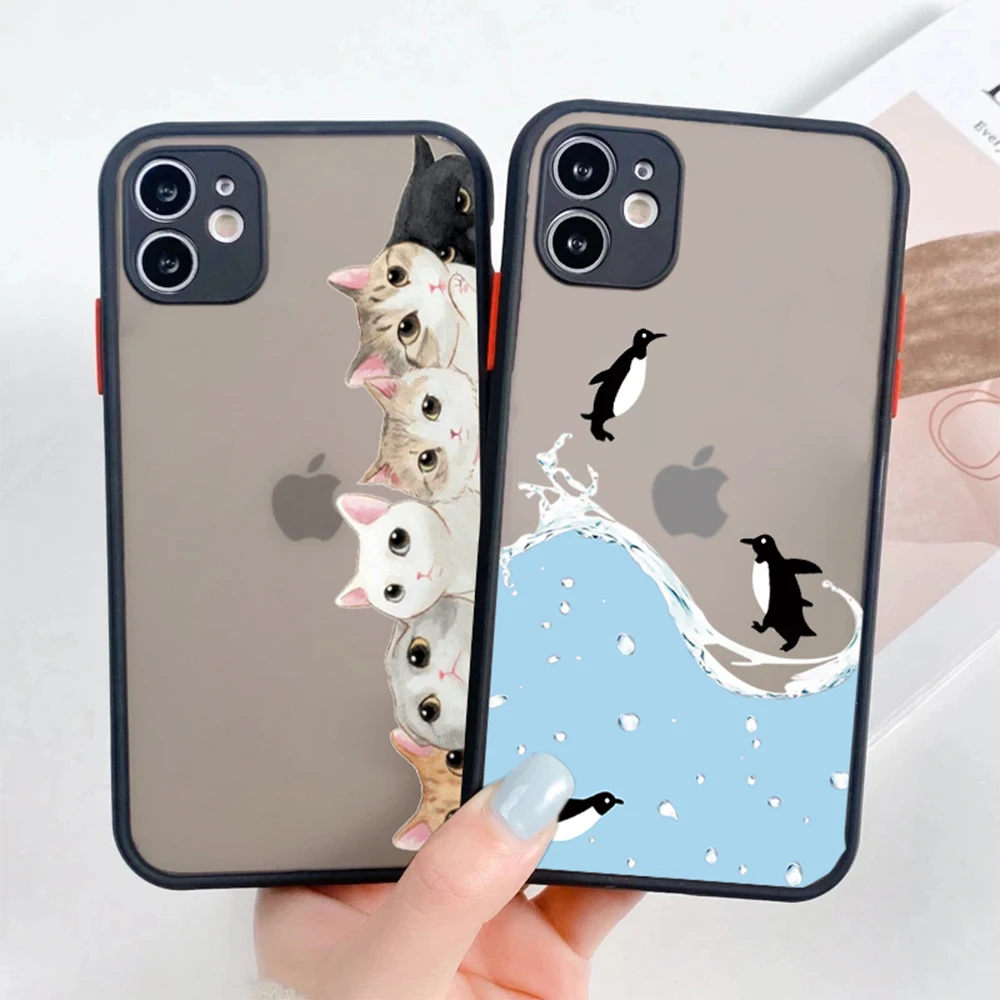

Lovely Penguin Phone Case For iPhone 14 Plus 12 ProMax Cases For iPhone 13 Mini 11Pro 7 8 Plus XR XS Max Hard Back Coque Cover
