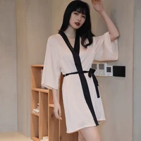 gown for women nightgown fashion kimono robe loungewear bathrobe ladies bridesmaids gifts contrast color pajama woman silk robes