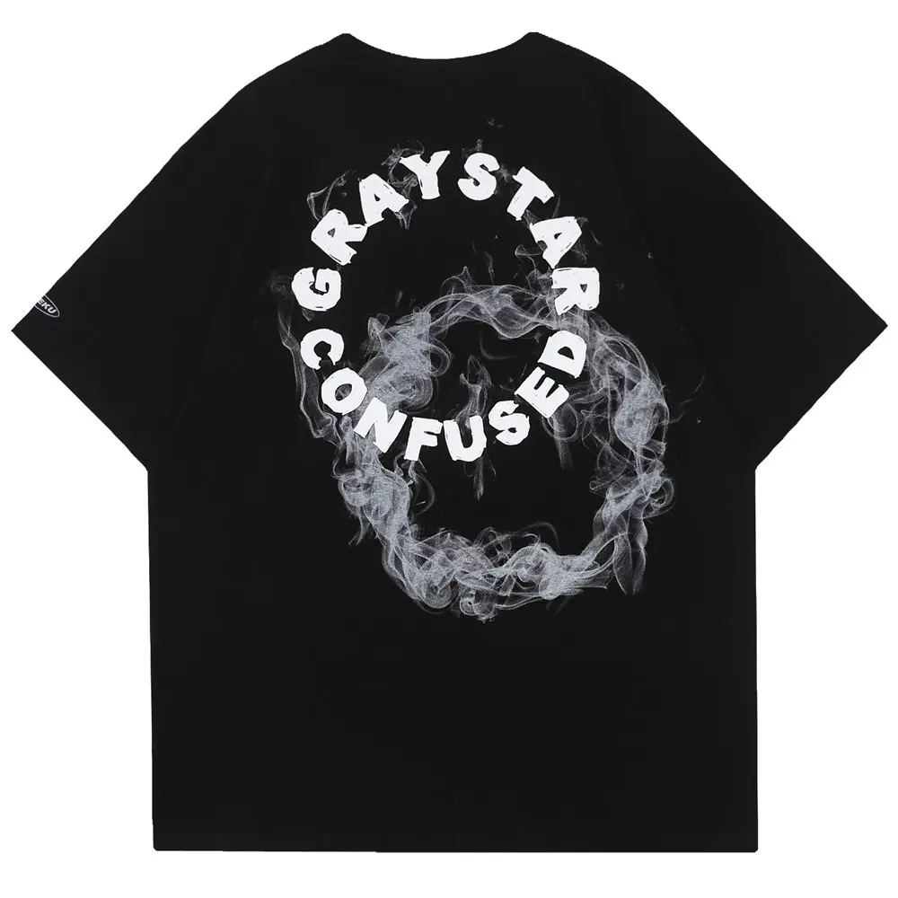 

T Shirts for Men Letters In Circle Print Cotton O-neck Top Men Clothing Summer Streetwear Casual Harajuku Oversized T-shirt Men