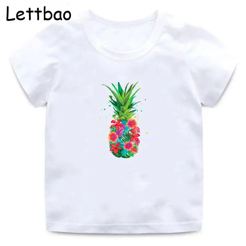 

Футболки с графическим принтом ананасов и цветов, Детская летняя повседневная футболка с коротким рукавом и круглым вырезом для мальчиков ...