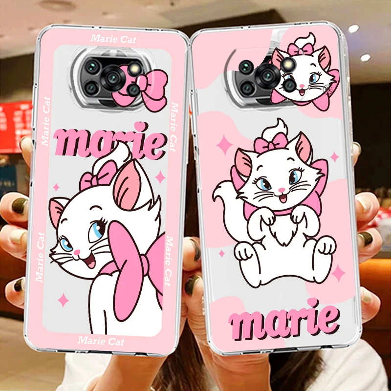 

Transparent Phone Case For Xiaomi Poco X4 X3 X2 NFC F4 F3 F2 GT M5s M4 M3 M2 Pro C50 C40 C3 Disney Pink Marie Cat Cover Shell