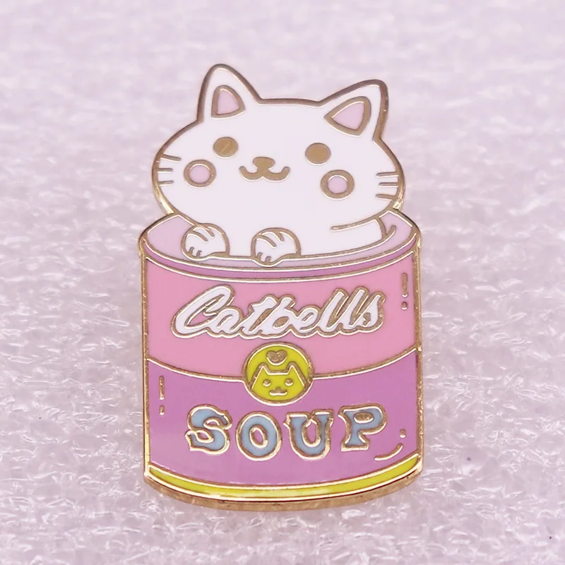 

Cute Canned Cat Brooch Hard Enamel Pins Christmas Gifts for Women Girls Brooches Jewelry Accessory