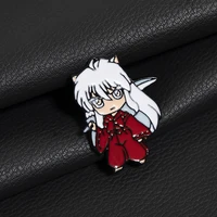 anime metal inuyasha figure pins clothes ornament brooches cute children backpack decoration fans accessories
