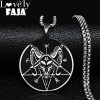 2022 fashion sheep head satan stainless steel necklaces men black enamel necklace chain jewelry gift jewelry bisuteria n3226s03