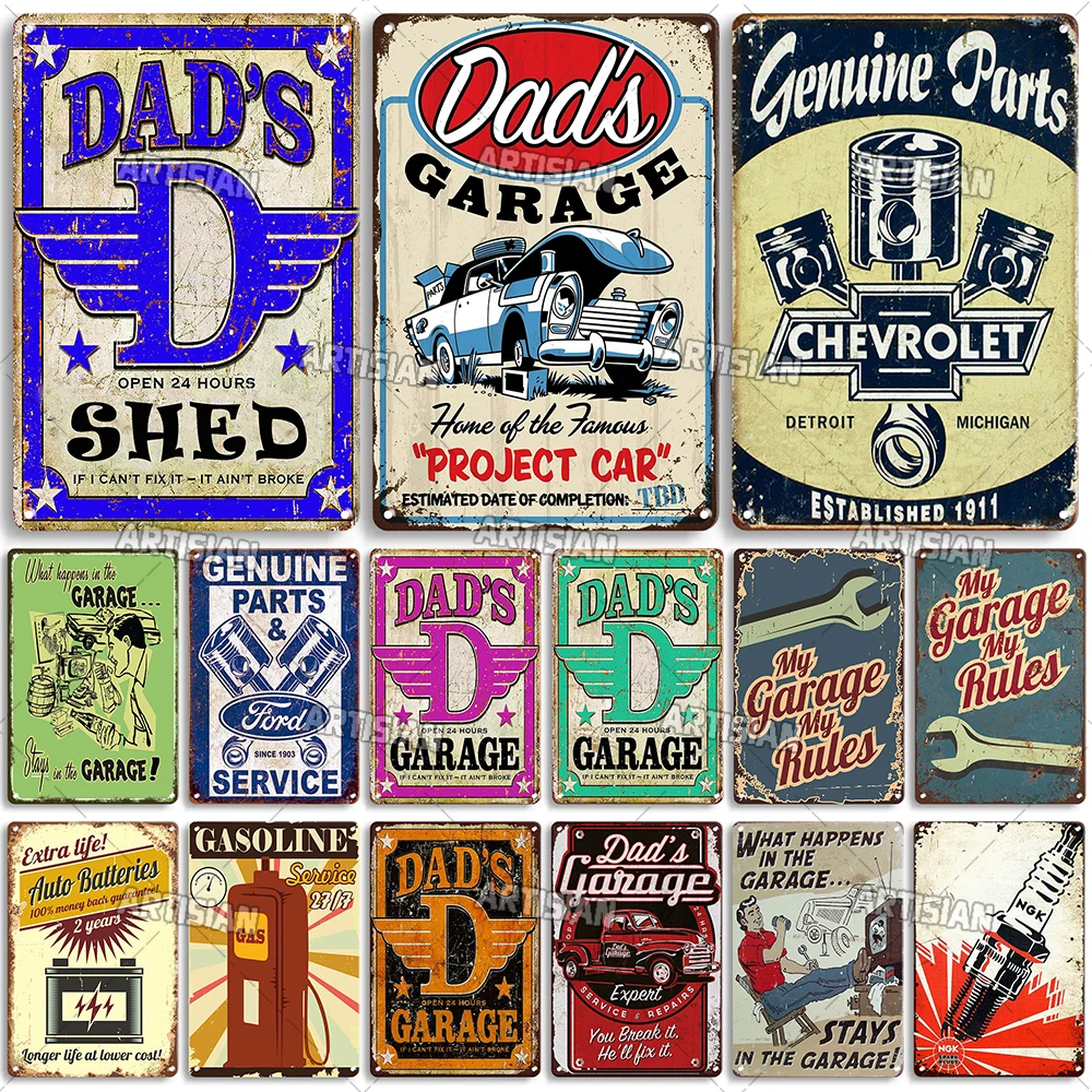 

Rusty Dad's Garage Metal Tin Sign Decorative Plate Car Service Metal Signs Home Bar Club Wall Decor Signs Vintage Metal Plaque