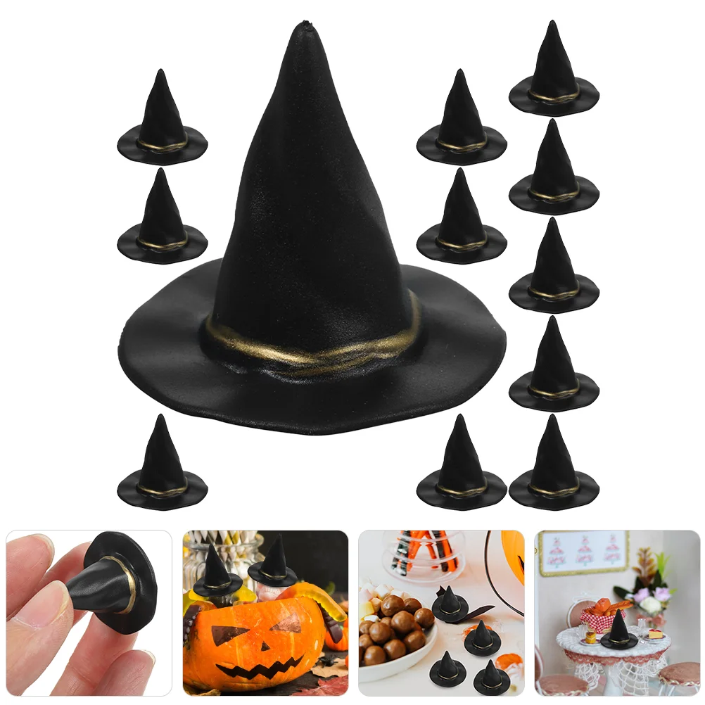 

12 Pcs Party Witch Hat House Miniature Hats Crafts Dolls Small Decorate Cake