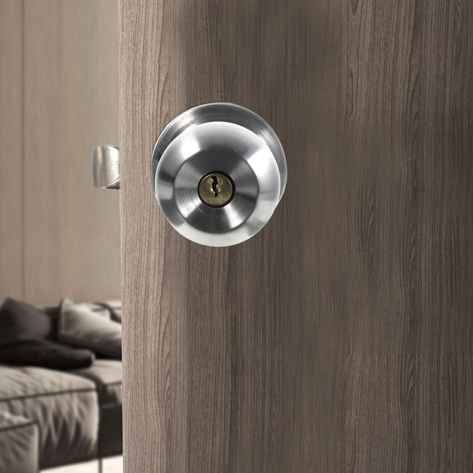 

Indoor Knob Chain Lock Bedroom Locks Three-bar Knobs Interior Stainless Steel Travel