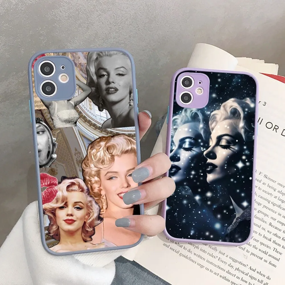 M-Marilyn M-Monroes Phone Case for iPhone 14 11 12 13 Mini Pro Max 8 7 Plus X XR XS MAX Translucent Matte Cover