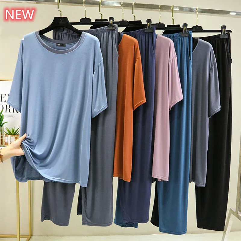 Summer Pajamas Set Casual Sleepwear For Women Elastic Short Sleeve Shirts Pyjama Women's Simple Color O-Neck Fashion Clothes