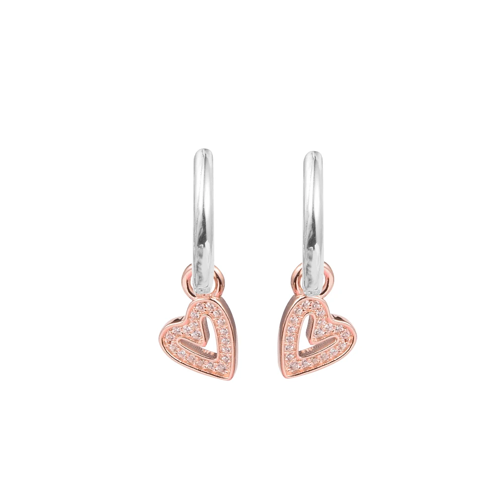 

Sparkling Freehand Heart Hoop Earring Valentine Sterling Silver Jewelry For Woman DIY Earrings Wedding Party Make Up Accessories