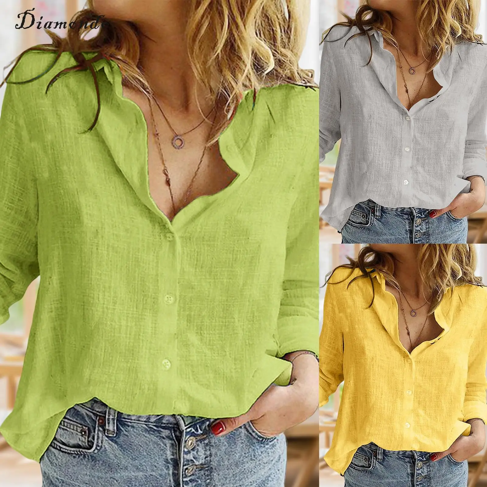 

Women Button Down Shirts Long Sleeve Solid Color Oversized Blouse Cotton Single-breasted Fashion Simple Elegant Work Blouse Tops